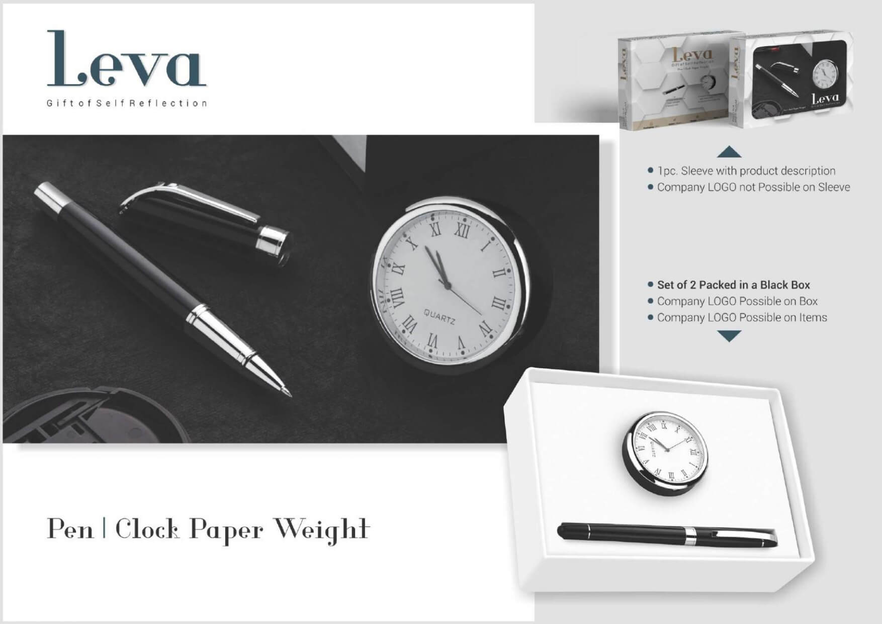Clock and Premium Roller Pen Set 2 in 1 Leva