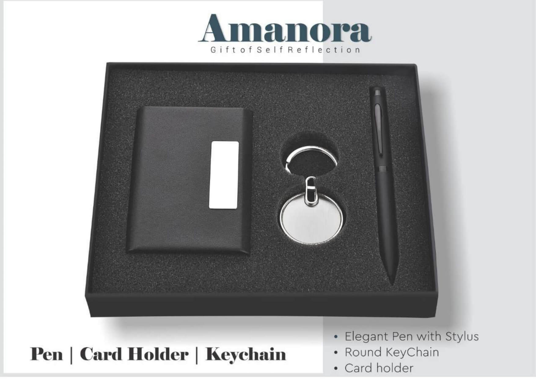 Card Holder, Pen And Keychain Set Amanora
